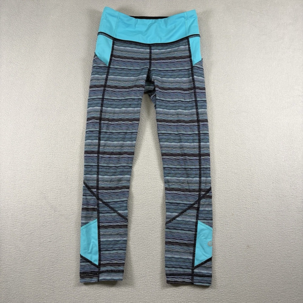Lululemon Pace Rival Crop Leggings 2 Space Dye Twist Naval Blue Peacock Blue